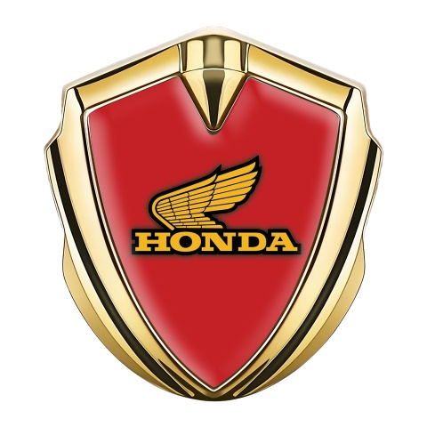 Honda Emblem Auto Zeichen Goldtonfarbe mit Rote Vorlage und Gelb Logo