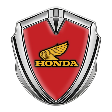 Honda Emblem Auto Zeichen Silbertonfarbe mit Rote Vorlage und Gelb Logo