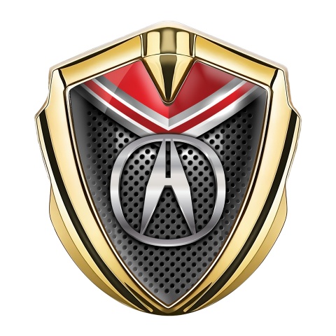 Acura Fender Emblem Badge Gold Dark Mesh Red Crest Fragments
