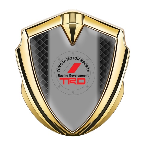 Toyota Emblem Abzeichen selbstklebend Goldtonfarbe mit Schwarzes Gitter Basis und TRD Logo Stil
