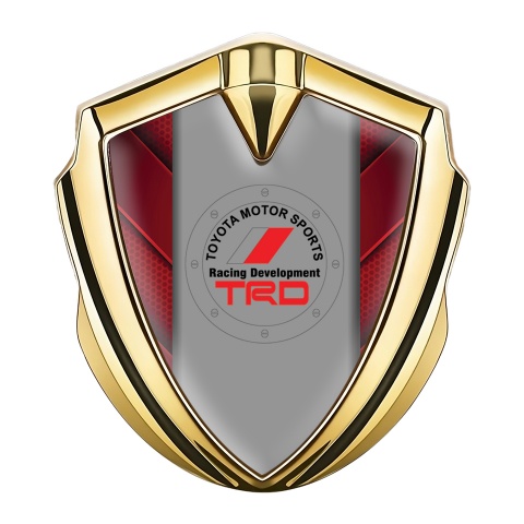 Toyota Emblem Aufkleber Autozubehor Goldtonfarbe mit Rote Elemente Hintergrund und TRD LOgo