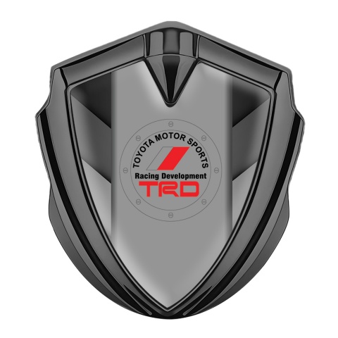 Toyota Selbstklebendes Metallaufkleber Emblem Graphit Tonfarbe mit Grau V Form Elemente und TRD Logo