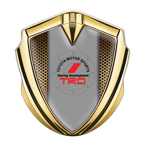 Toyota Selbstklebendes Metallaufkleber Emblem Goldtonfarbe mit Kupfernetzwerk Basis und TRD Logo Stil