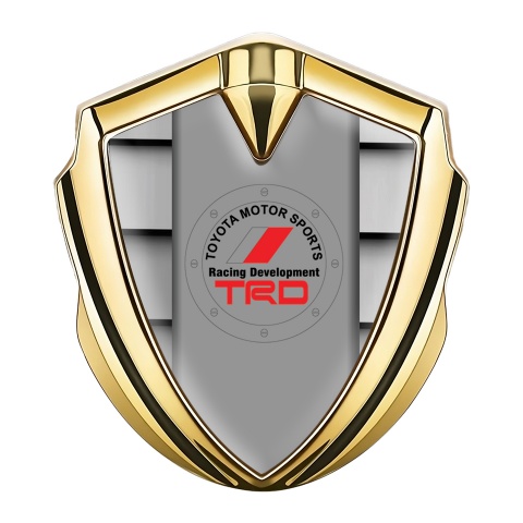 Toyota Seitenflugel Emblem Aufkleber Goldtonfarbe mit Blindeffekt Hintergrund und TRD Logo
