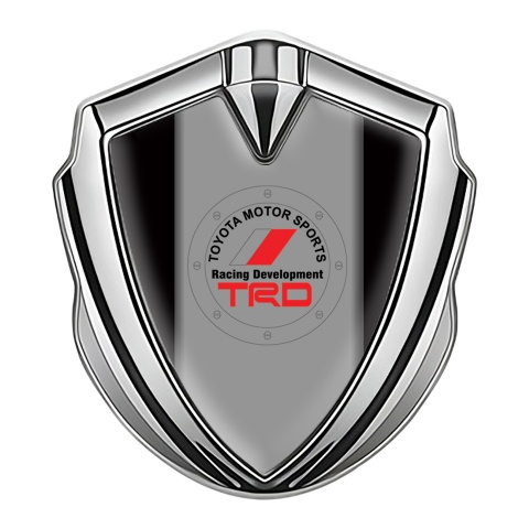 Toyota Emblem Abzeichen Silbertonfarbe mit Schwarz Fundament und TRD Logo