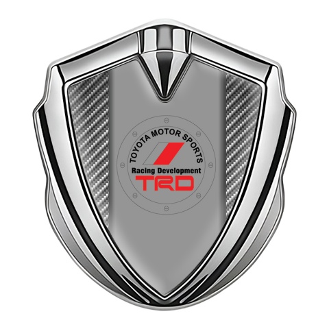 Toyota Emblem Aufkleber Autozubehor Silbertonfarbe mit Kohlenstoff Fundament und Rote TRD Logo