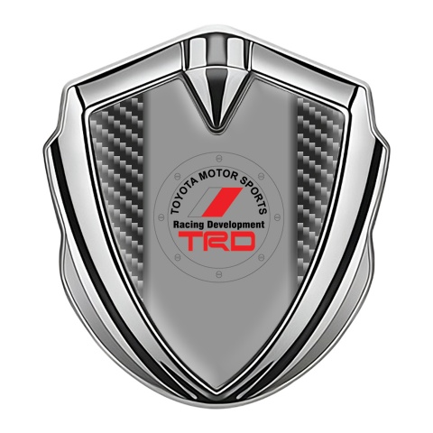 Toyota Seitenflugel Emblem Aufkleber Silbertonfarbe mit Dunkles Kohlenstoff Design und TRD Logo