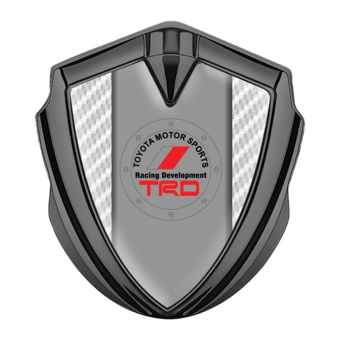 Toyota Emblem Abzeichen Graphit Tonfarbe mit Weiss Kohlenstoff Design und TRD Logo Stil