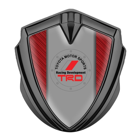 Toyota Emblem Abzeichen selbstklebend  Graphit Tonfarbe mit Rote Kohlenstoff Stil und TrD Logo