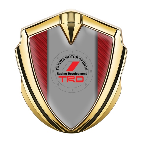 Toyota Emblem Abzeichen selbstklebend Goldtonfarbe mit Rote Kohlenstoff Stil und TrD Logo