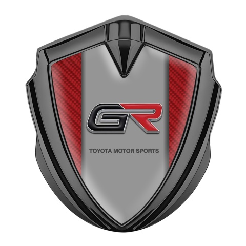 Toyota GR Selbstklebendes Metallaufkleber Emblem Graphit Tonfarbe mit Rote Carbon Version