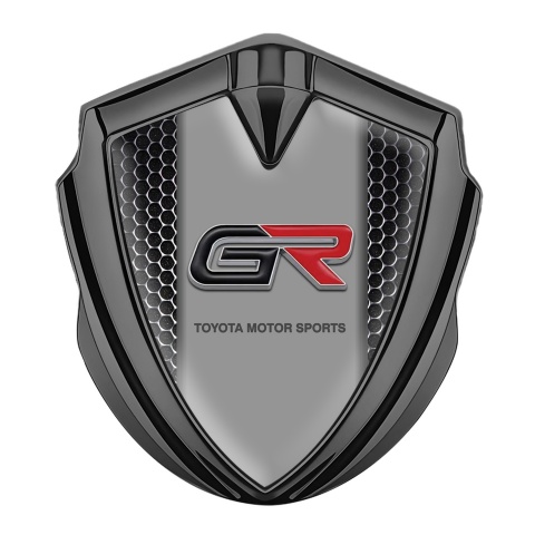 Toyota Abzeichen selbstklebend Graphit Tonfarbe mit Perforierter Stahl Basis und GR Logo