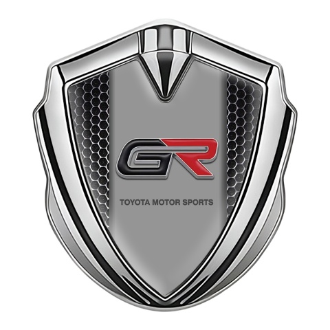 Toyota Abzeichen selbstklebend Silbertonfarbe mit Perforierter Stahl Basis und GR Logo
