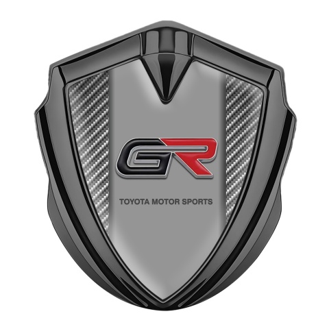 Toyota Emblem Abzeichen selbstklebend Graphit Tonfarbe mit Hell Carbon Version und GR Logo