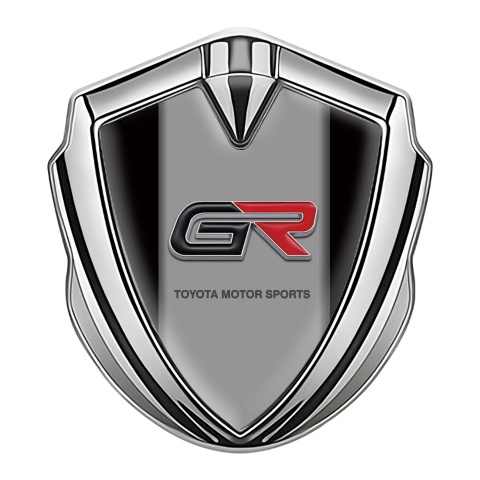Toyota GR Emblem Logo Schriftzug Aufkleber Silbertonfarbe mit Schwarz Version Basis und Sport Logo