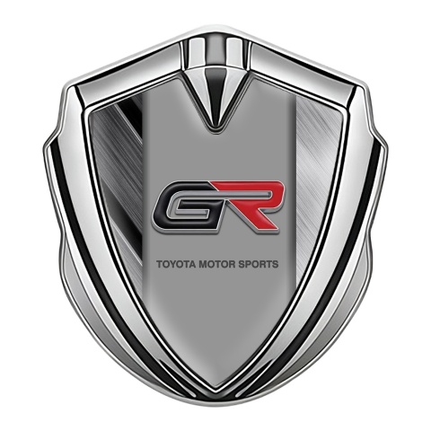 Toyota GR Seitenflugel Emblem Aufkleber Silbertonfarbe mit Geburstetes Aluminium Version Basis
