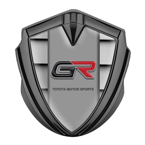 Toyota GR Abzeichen selbstklebend Graphit Tonfarbe mit Metallsegel Version Basis und Sport Logo