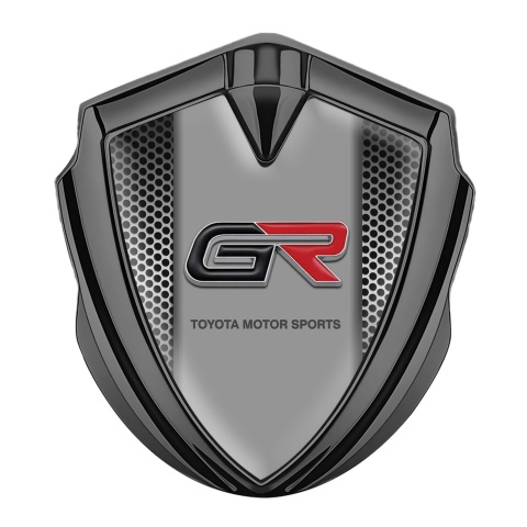 Toyota Emblem Abzeichen selbstklebend Graphit Tonfarbe Metallgeflecht Effekt und GR Logo