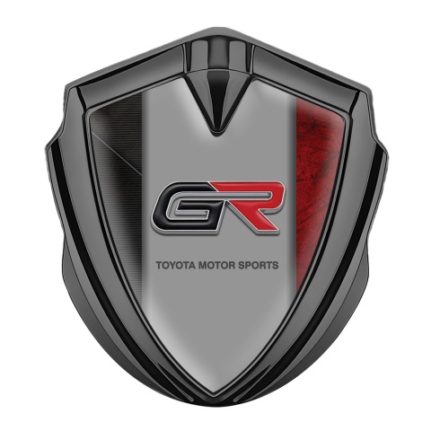 Toyota GR Seitenflugel Emblem Aufkleber Graphit Tonfarbe mit Anthrazitroter Rahmen und Sport Logo