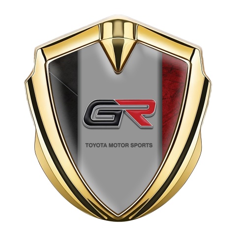 Toyota GR Seitenflugel Emblem Aufkleber Goldtonfarbe mit Anthrazitroter Rahmen und Sport Logo
