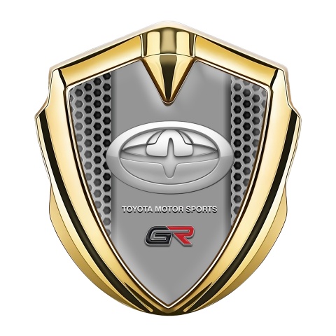 Toyota GR Emblem Auto Zeichen Goldtonfarbe mit Metallgitter Effekt und Neues Design Logo