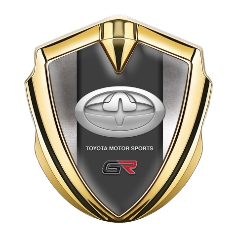 Toyota Gr Selbstklebendes Metallaufkleber Emblem Goldtonfarbe mit Rauer Stahl Design Basis und Neues Design Logo
