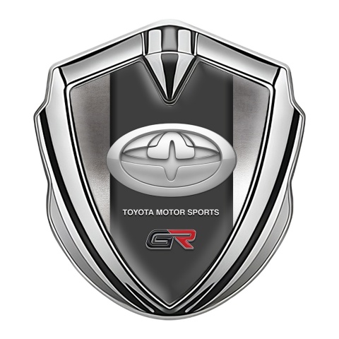 Toyota Gr Selbstklebendes Metallaufkleber Emblem Silbertonfarbe mit Rauer Stahl Design Basis und Neues Design Logo