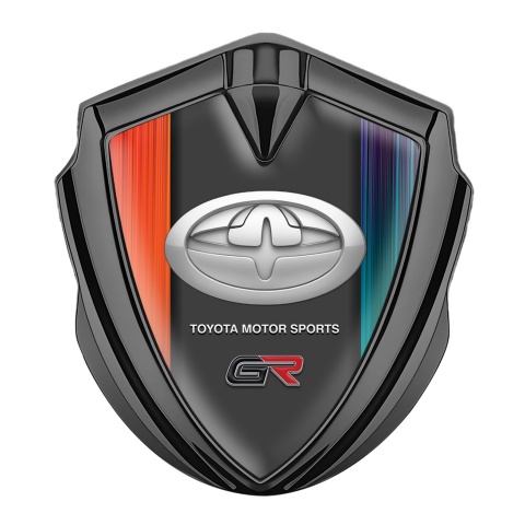 Toyota Gr Seitenflugel Emblem Aufkleber Graphit Tonfarbe mit Mehrfarbige Striche Basis und Neues Design Logo
