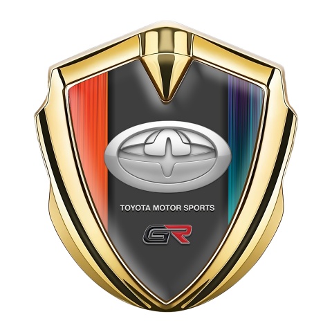 Toyota Gr Seitenflugel Emblem Aufkleber Goldtonfarbe mit Mehrfarbige Striche Basis und Neues Design Logo