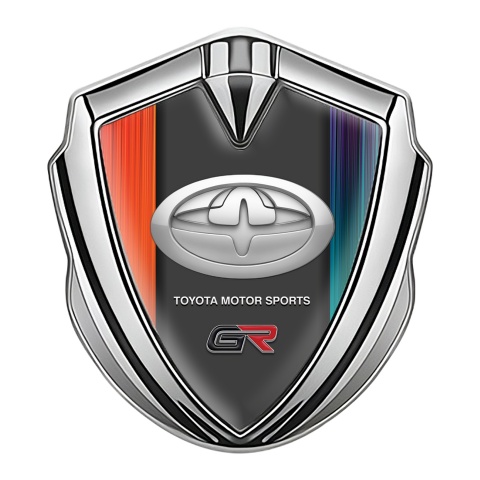 Toyota Gr Seitenflugel Emblem Aufkleber Silbertonfarbe mit Mehrfarbige Striche Basis und Neues Design Logo