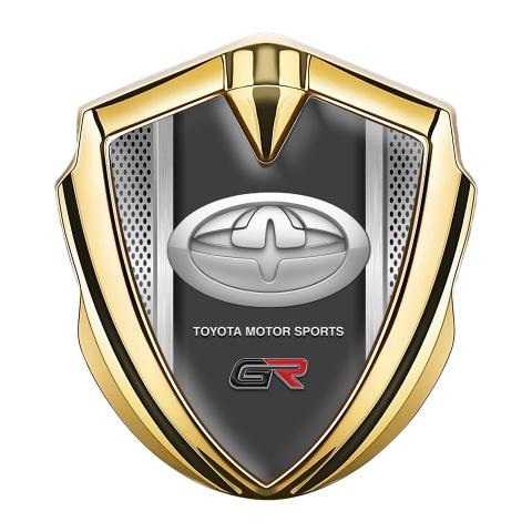 Toyota GR Emblem Abzeichen selbstklebend Goldtonfarbe Feinmaschig Hintergrund und Modern Logo