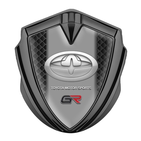 Toyota GR Selbstklebendes Metallaufkleber Emblem Graphit Tonfarbe mit Dunkles Gitter Effekt und Neues Design Logo