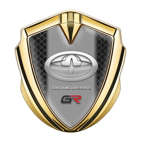 Toyota GR Selbstklebendes Metallaufkleber Emblem Goldtonfarbe mit Dunkles Gitter Effekt und Neues Design Logo