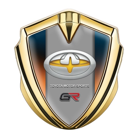 Toyota Gr Emblem Aufkleber Autozubehor Goldtonfarbe mit Orange Blau Basis und Gelb motiv Logo