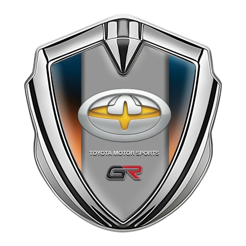 Toyota Gr Emblem Aufkleber Autozubehor Silbertonfarbe mit Orange Blau Basis und Gelb motiv Logo
