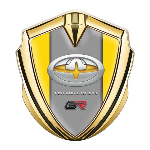 Toyota GR Emblem Auto Zeichen Goldtonfarbe mit Gelb Fundament und Neues Design Logo