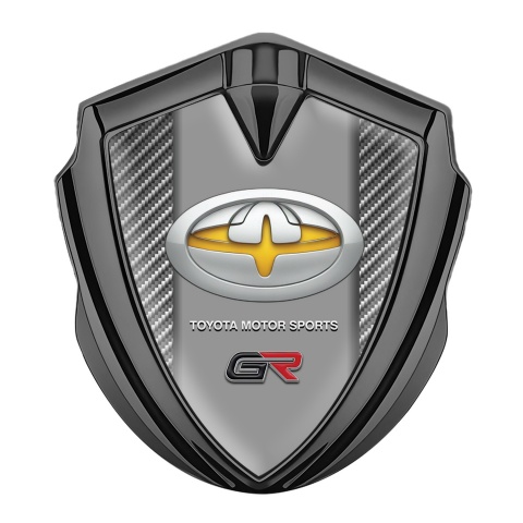 Toyota GR Emblem Aufkleber Autozubehor Graphit Tonfarbe mit Kohlenstoff Fundament und Gelb Logo Motiv