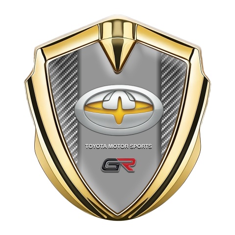 Toyota GR Emblem Aufkleber Autozubehor Goldtonfarbe mit Kohlenstoff Fundament und Gelb Logo Motiv