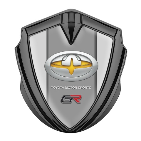 Toyota GR Seitenflugel Emblem Aufkleber Graphit Tonfarbe mit Grau Fundament und Neues Design Logo