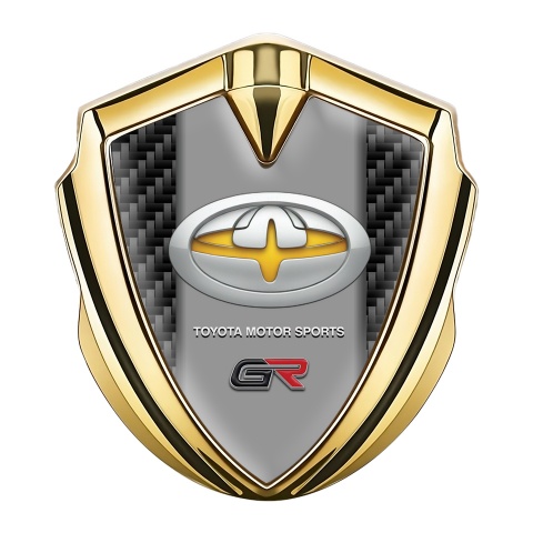 Toyota GR Emblem Aufkleber Autozubehor Goldtonfarbe mit Schwarz Kohlenstoff Gelb Logo Version