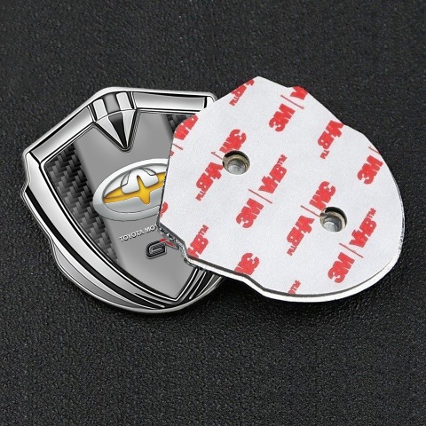 Toyota GR Emblem Aufkleber Autozubehor Silbertonfarbe mit Schwarz Kohlenstoff Gelb Logo Version