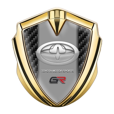 Toyota GR Selbstklebendes Metallaufkleber Emblem Goldtonfarbe mit Schwarz Kohlenstoff Auflage