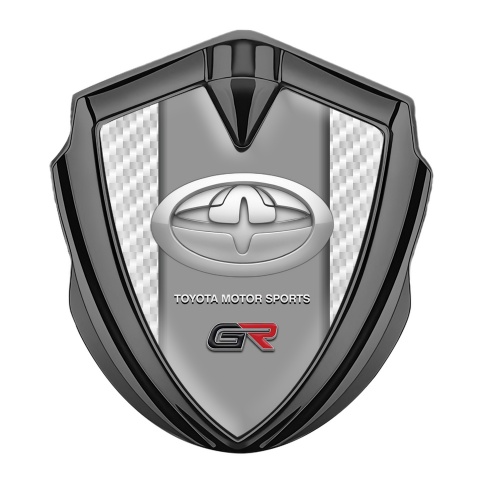 Toyota GR Seitenflugel Emblem Aufkleber Graphit Tonfarbe mit Weiss Kohlenstoff Stil