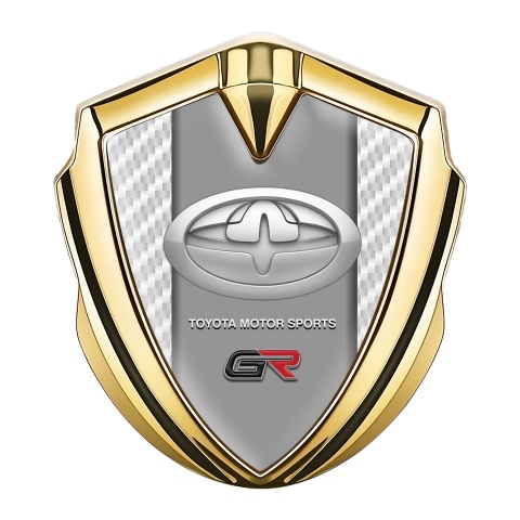 Toyota GR Seitenflugel Emblem Aufkleber Goldtonfarbe mit Weiss Kohlenstoff Stil
