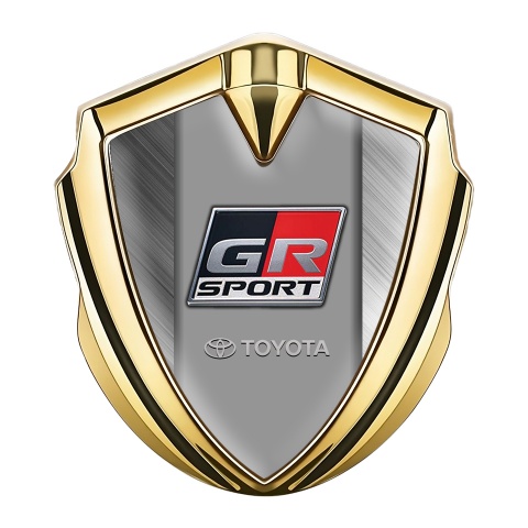 Toyota GR Emblem Fender Badge Gold Brushed Aluminum Sport Logo