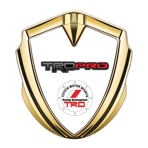Toyota TRD Metal 3D Domed Emblem Gold White Base Round Sport Logo