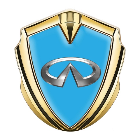 Infiniti Emblem Abzeichen Goldtonfarbe mit Blau hintergrund und Chrom Logo