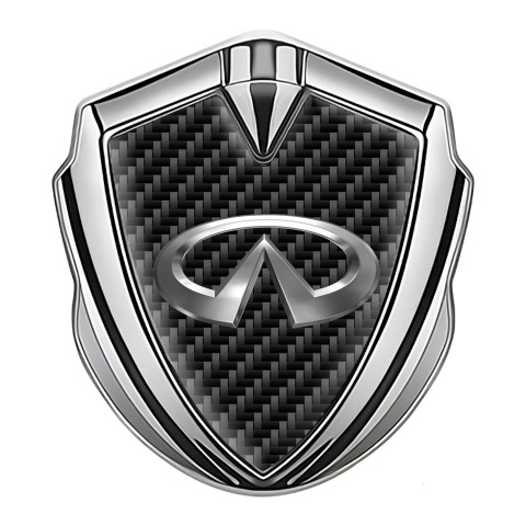 Infiniti Abzeichen selbstklebend Silbertonfarbe mit Schwarz Kohlenstoff und Silber logo