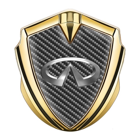 Infiniti Emblem Aufkleber Autozubehor Goldtonfarbe mit Kohlenstoff Hintergrund und Metall Logo Stil