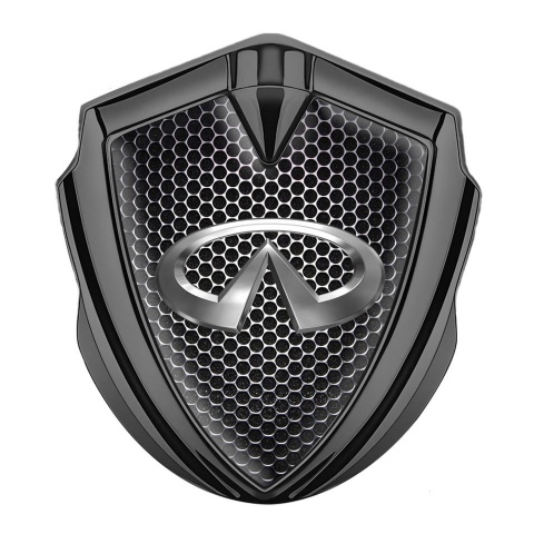 Infiniti Selbstklebendes Metallaufkleber Emblem Graphit Tonfarbe mit Perforierter Stahl Effekt